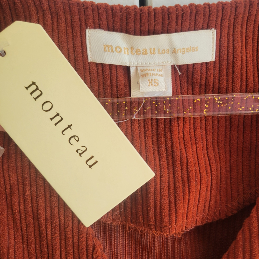 Monteau XS Corduroy Rust Sleeveless Mini Dress - Picture 3 of 4